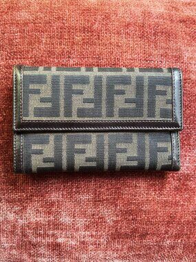 FENDI Zucca Compact Long Wallet, Tobacco